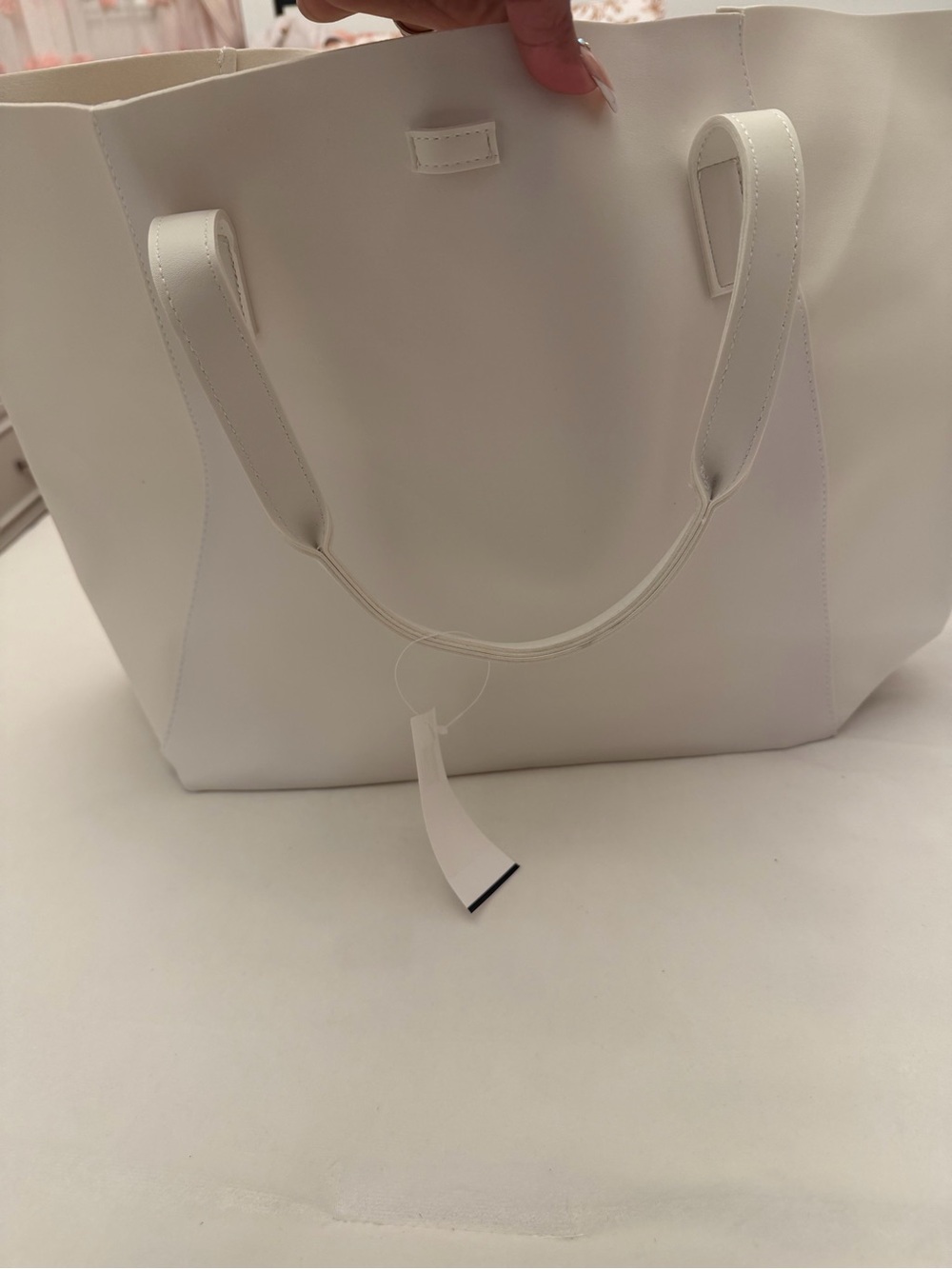 Saks Fifth Avenue White Leather Tote